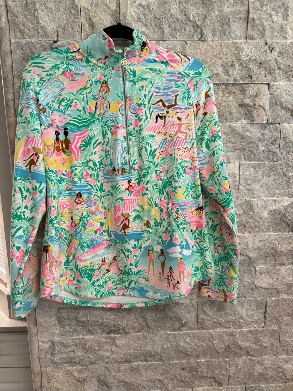 Lily Pulitzer Women’s Tropical Print Quarter-Zip Pullover